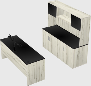 Parallel desk with credenza