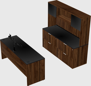 Parallel desk with credenza