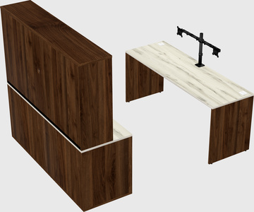 Parallel desk with credenza