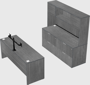Parallel desk with credenza