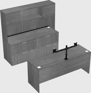 Parallel desk with credenza