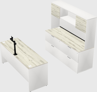 Parallel desk with credenza