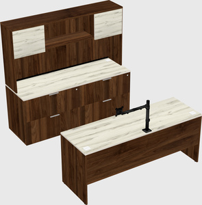 Parallel desk with credenza