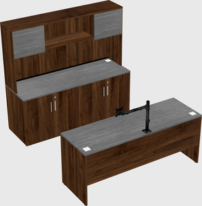 Parallel desk with credenza