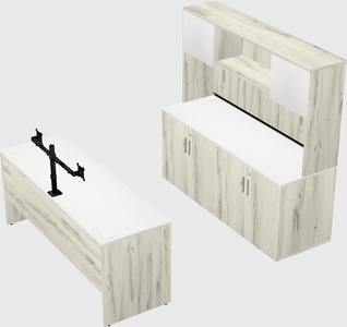 Parallel desk with credenza