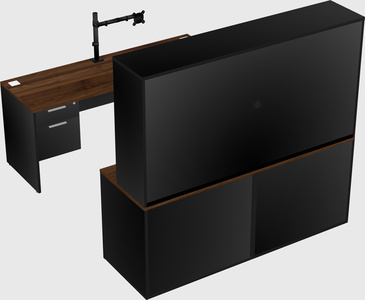 Parallel desk with credenza