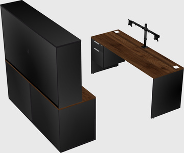 Parallel desk with credenza