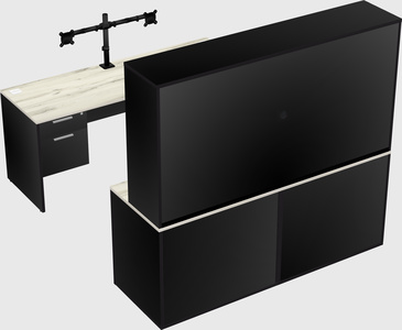Parallel desk with credenza