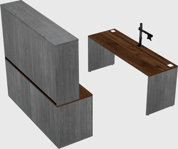 Parallel desk with credenza