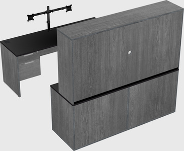 Parallel desk with credenza