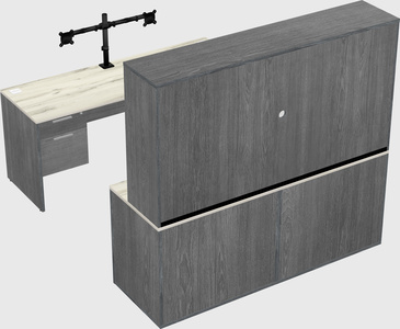 Parallel desk with credenza