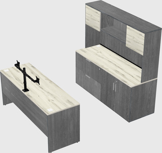 Parallel desk with credenza