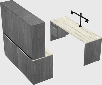 Parallel desk with credenza