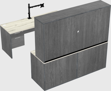 Parallel desk with credenza