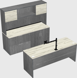 Parallel desk with credenza