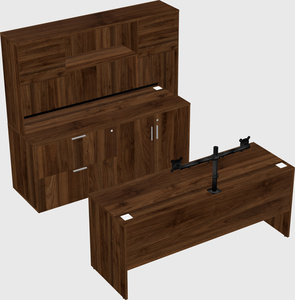 Parallel desk with credenza