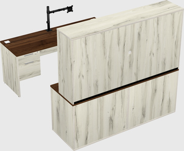 Parallel desk with credenza