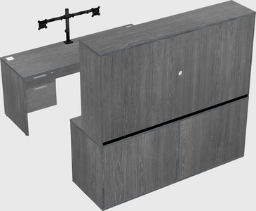 Parallel desk with credenza