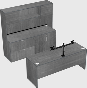 Parallel desk with credenza