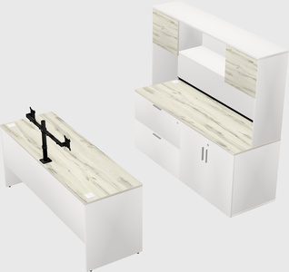 Parallel desk with credenza