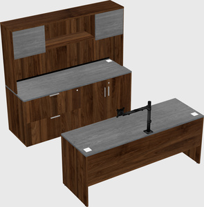 Parallel desk with credenza