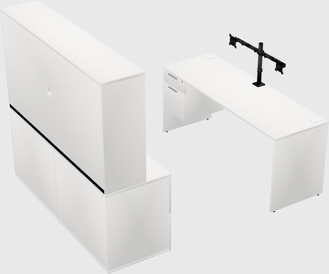 Parallel desk with credenza