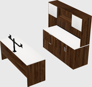Parallel desk with credenza