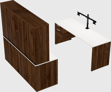 Parallel desk with credenza