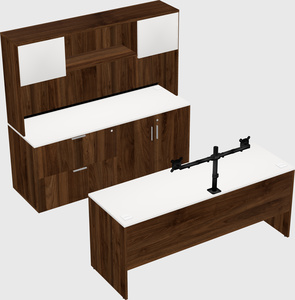 Parallel desk with credenza