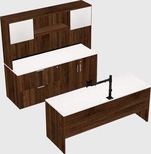Parallel desk with credenza