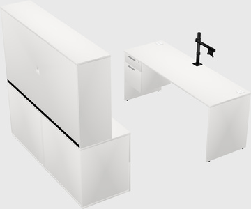 Parallel desk with credenza