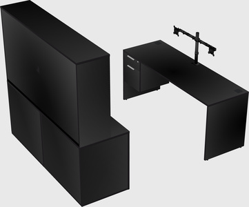 Parallel desk with credenza