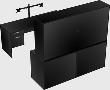 Parallel desk with credenza
