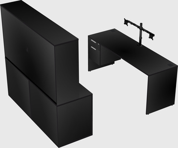 Parallel desk with credenza
