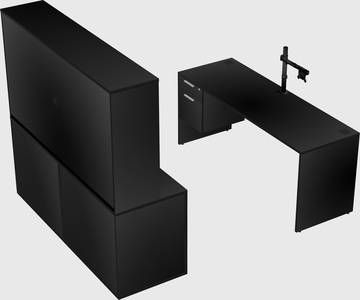 Parallel desk with credenza