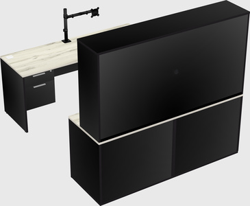 Parallel desk with credenza