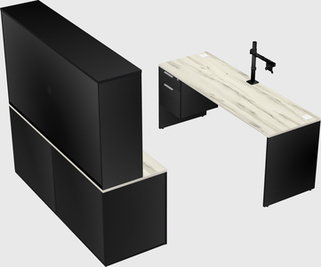 Parallel desk with credenza