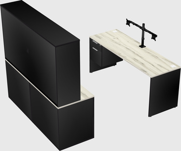 Parallel desk with credenza
