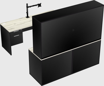Parallel desk with credenza