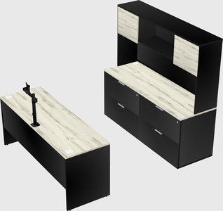 Parallel desk with credenza