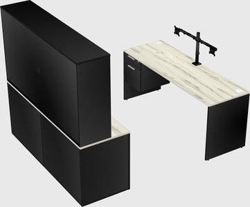 Parallel desk with credenza