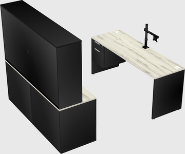 Parallel desk with credenza
