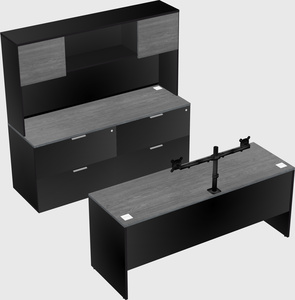 Parallel desk with credenza