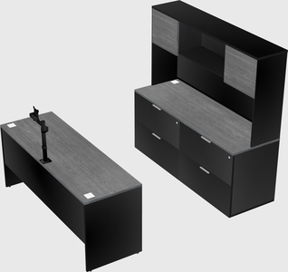 Parallel desk with credenza