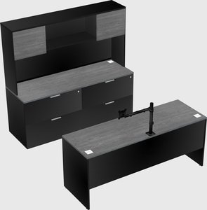 Parallel desk with credenza