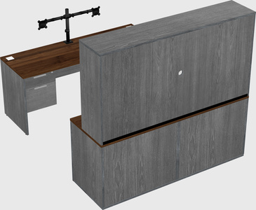Parallel desk with credenza