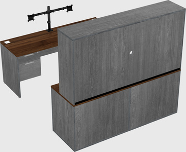 Parallel desk with credenza