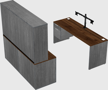 Parallel desk with credenza