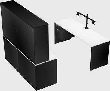 Parallel desk with credenza