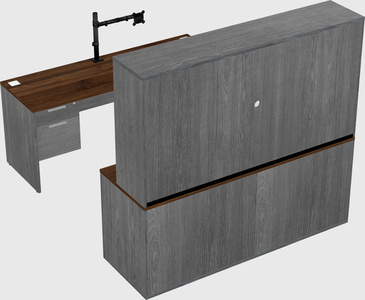 Parallel desk with credenza